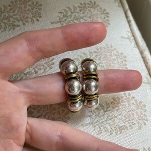 Vintage sterling silver hoops with ball detail and gold